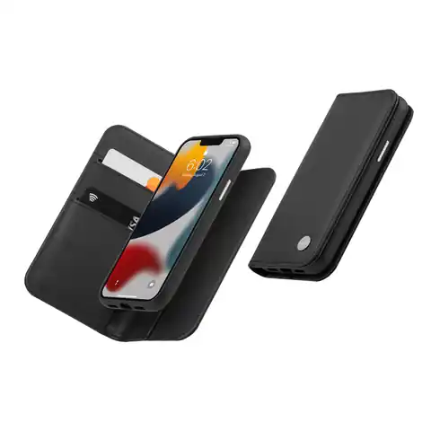 ⁨Moshi Overture - Etui 3w1 z klapką iPhone 13 (antybakteryjne NanoShield™) (Jet Black)⁩ w sklepie Wasserman.eu