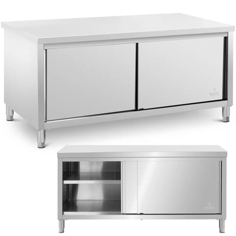 ⁨Stół gastronomiczny z szafką drzwi przesuwne 180 x 80 x 87 cm do 500 kg⁩ w sklepie Wasserman.eu