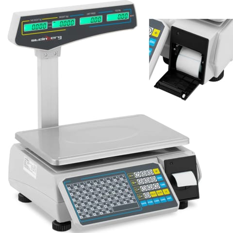 ⁨Waga sklepowa handlowa z drukarką etykiet LCD 30 kg / 15 g⁩ w sklepie Wasserman.eu