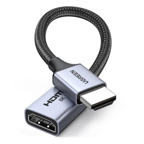 ⁨Kabel przedłużacz przewód HDMI (męski) / HDMI (żeński) 8K 15cm - szary⁩ w sklepie Wasserman.eu