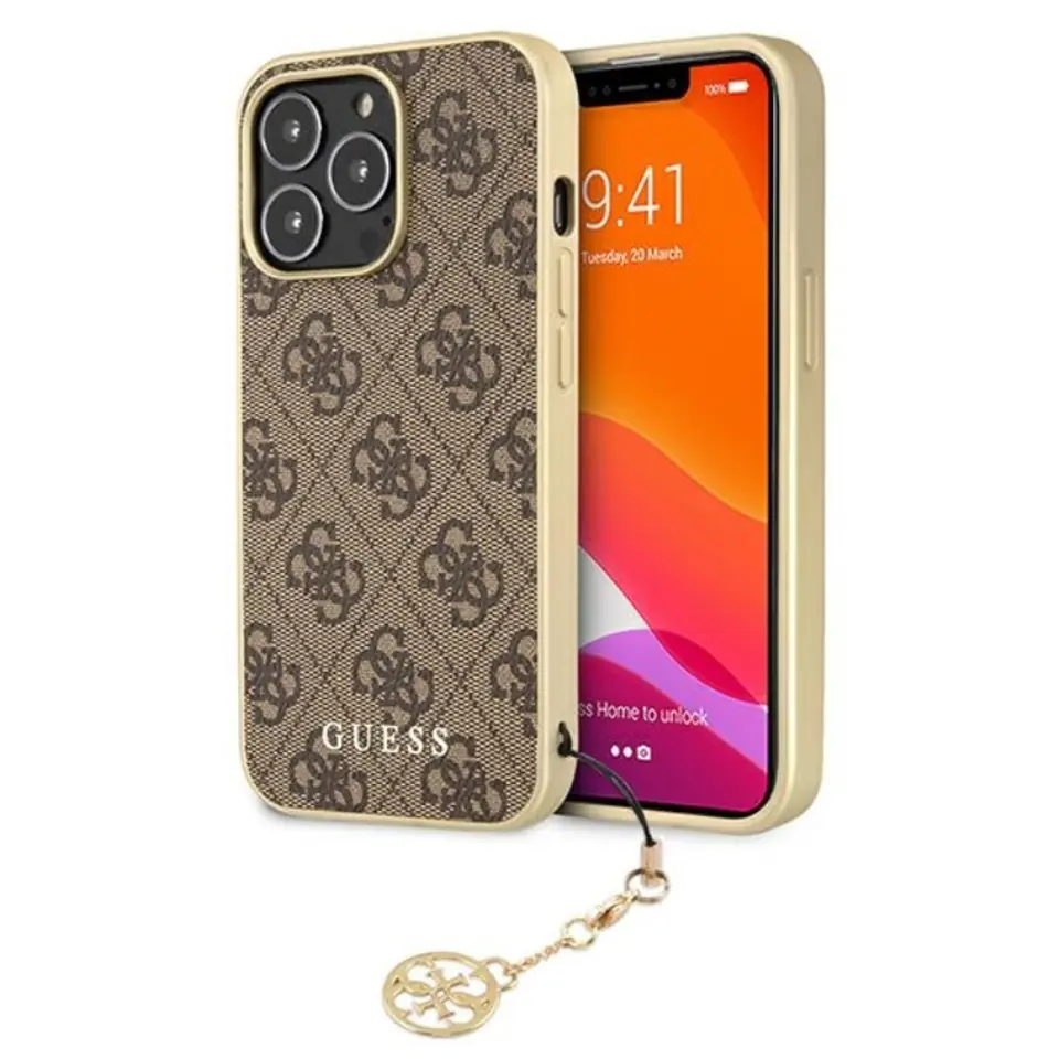 ⁨Guess GUHCP13LGF4GBR iPhone 13 Pro / 13 6.1" brown/brown hardcase 4G Charms Collection⁩ at Wasserman.eu