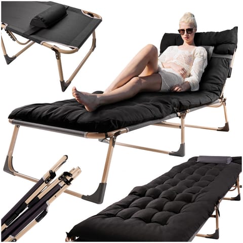 ⁨Łóżko turystyczne składane polowe biznesowe 193 cm czarny⁩ w sklepie Wasserman.eu