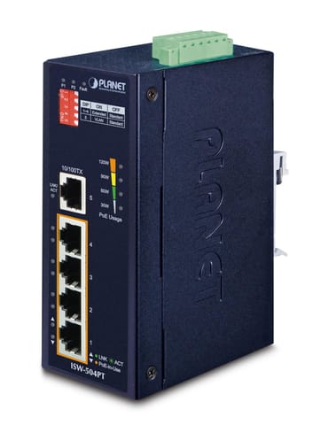 PLANET ISW-504PT network switch Unmanaged L2 Fast Ethernet (10/100) Power over Ethernet (PoE) Black at Wasserman.eu