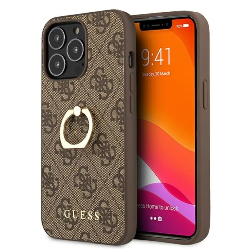 ⁨Guess 4G Ring Case - Etui iPhone 13 Pro (brązowy)⁩ w sklepie Wasserman.eu