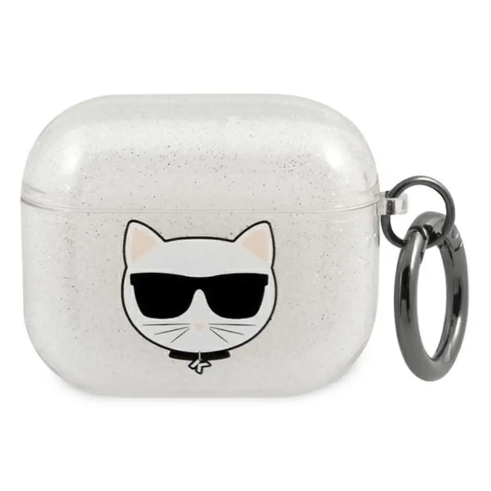 ⁨Karl Lagerfeld KLA3UCHGS AirPods 3 cover silver/silver Glitter Choupette⁩ at Wasserman.eu