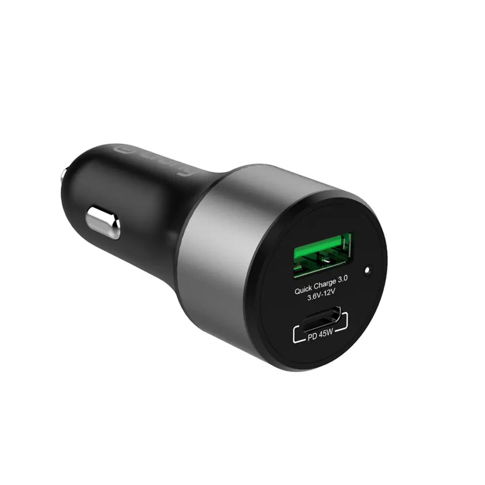 ⁨Crong Power Car Charger 63W – Ładowarka samochodowa USB-C PD 45W + USB QC 3.0 18W (czarny)⁩ w sklepie Wasserman.eu