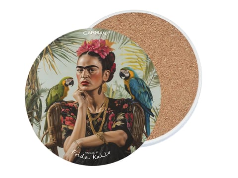 ⁨Podkładka ceramiczna, okrągła (duża) - Inspirowane malarstwem F. Kahlo (CARMANI)⁩ w sklepie Wasserman.eu