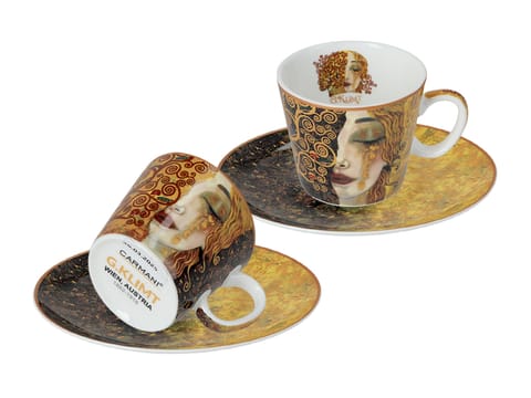 ⁨Kpl. 2 filiżanek espresso - G. Klimt, Złote łzy (białe i czarne tło) (CARMANI)⁩ w sklepie Wasserman.eu