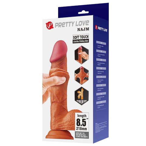 ⁨Pretty Love Sliding Skin model z przyssawką, brązowy, 21,8 cm⁩ w sklepie Wasserman.eu