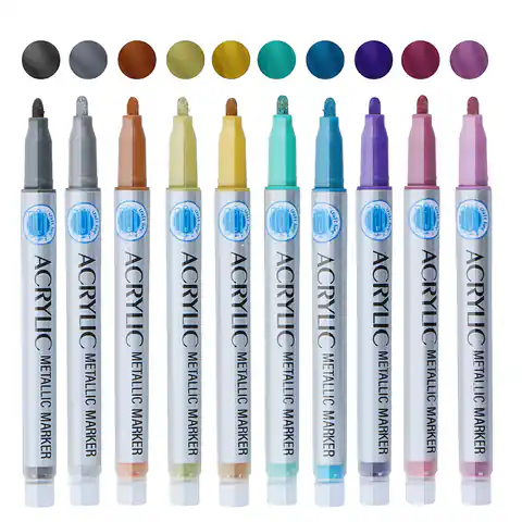 ⁨Craft - Set of acrylic markers / pens, 10 pcs. (metallic)⁩ at Wasserman.eu