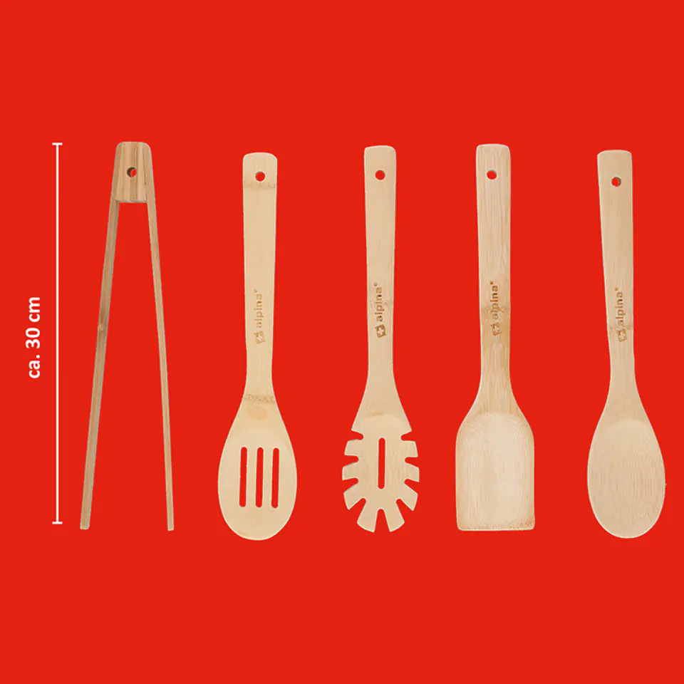 ⁨Alpina - A set of bamboo cooking utensils 5 pcs. (grey)⁩ at Wasserman.eu