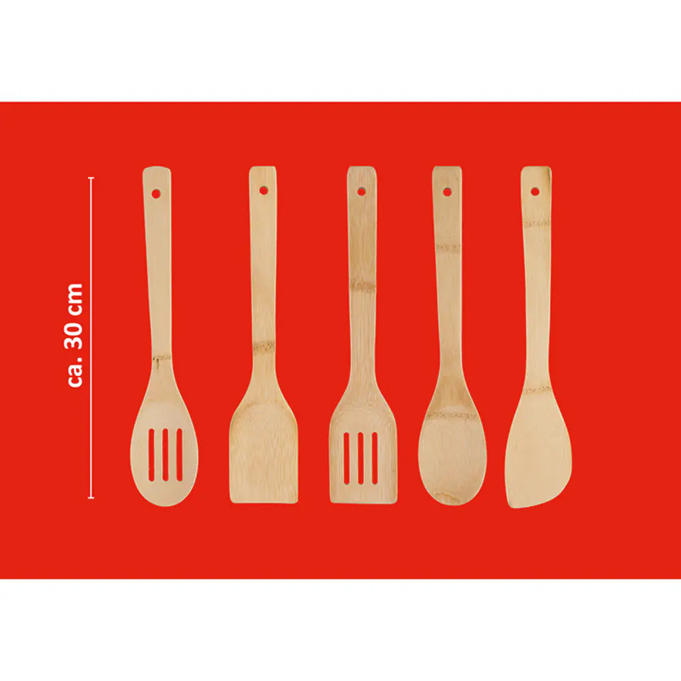 ⁨Alpina - Set of bamboo cooking utensils 5 pcs. with stand (graphite)⁩ at Wasserman.eu