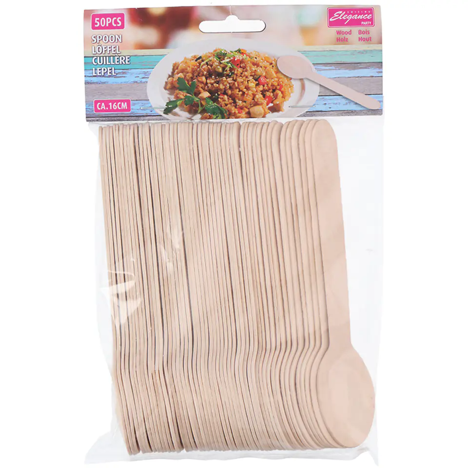 ⁨Cuisine Elegance - Zestaw drewnianych łyżek 16 cm 50 szt.⁩ w sklepie Wasserman.eu