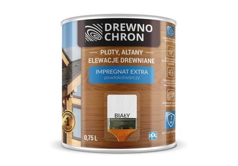 ⁨DREWNOCHRON IMPREGNAT POWŁOKOTWÓRCZY BIAŁY 0.75L⁩ w sklepie Wasserman.eu