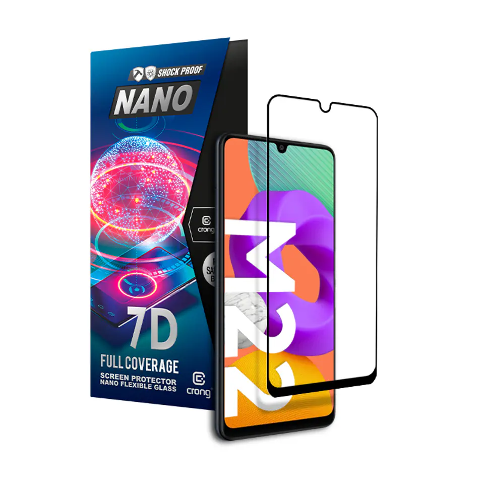 ⁨Crong 7D Nano Flexible Glass - Szkło hybrydowe 9H na cały ekran Samsung Galaxy M22⁩ w sklepie Wasserman.eu