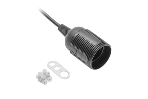 ⁨OPRAWKA E27 Z PRZEWODEM I KOSTKĄ 240V 60W, 2X0,75MM2 CZARNA⁩ w sklepie Wasserman.eu