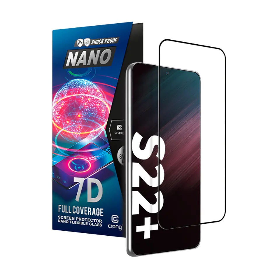 ⁨Crong 7D Nano Flexible Glass - Szkło hybrydowe 9H na cały ekran Samsung Galaxy S22+⁩ w sklepie Wasserman.eu