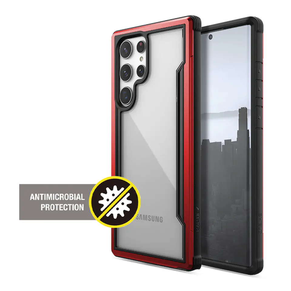 ⁨X-Doria Raptic Shield Pro - Etui Samsung Galaxy S22 Ultra 5G (Antimicrobial Protection) (Red)⁩ w sklepie Wasserman.eu