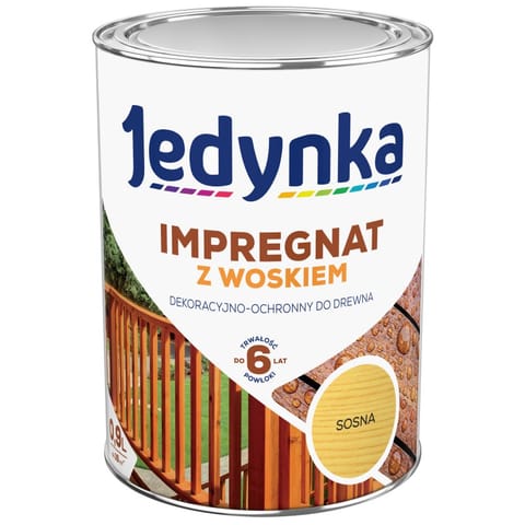 ⁨IMPREGNAT DO DREWNA Z WOSKIEM JEDYNKA SOSNA 0.9L⁩ w sklepie Wasserman.eu