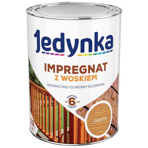 ⁨IMPREGNAT DO DREWNA Z WOSKIEM JEDYNKA ORZECH 0.9L⁩ w sklepie Wasserman.eu
