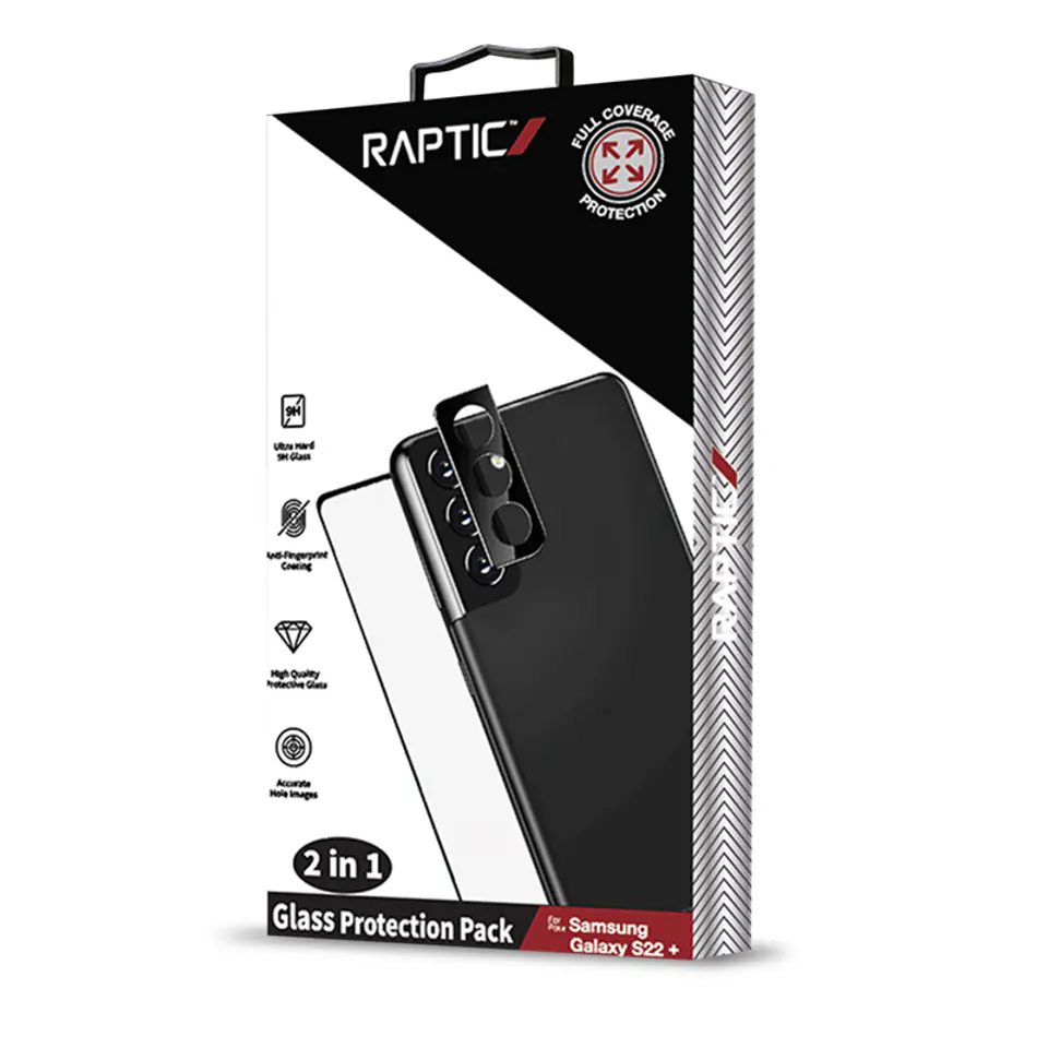 ⁨X-Doria Raptic Glass Protection Pack – Zestaw szkło hartowane na ekran + nakładka na aparat Samsung Galaxy S22+⁩ w sklepie Wasserman.eu