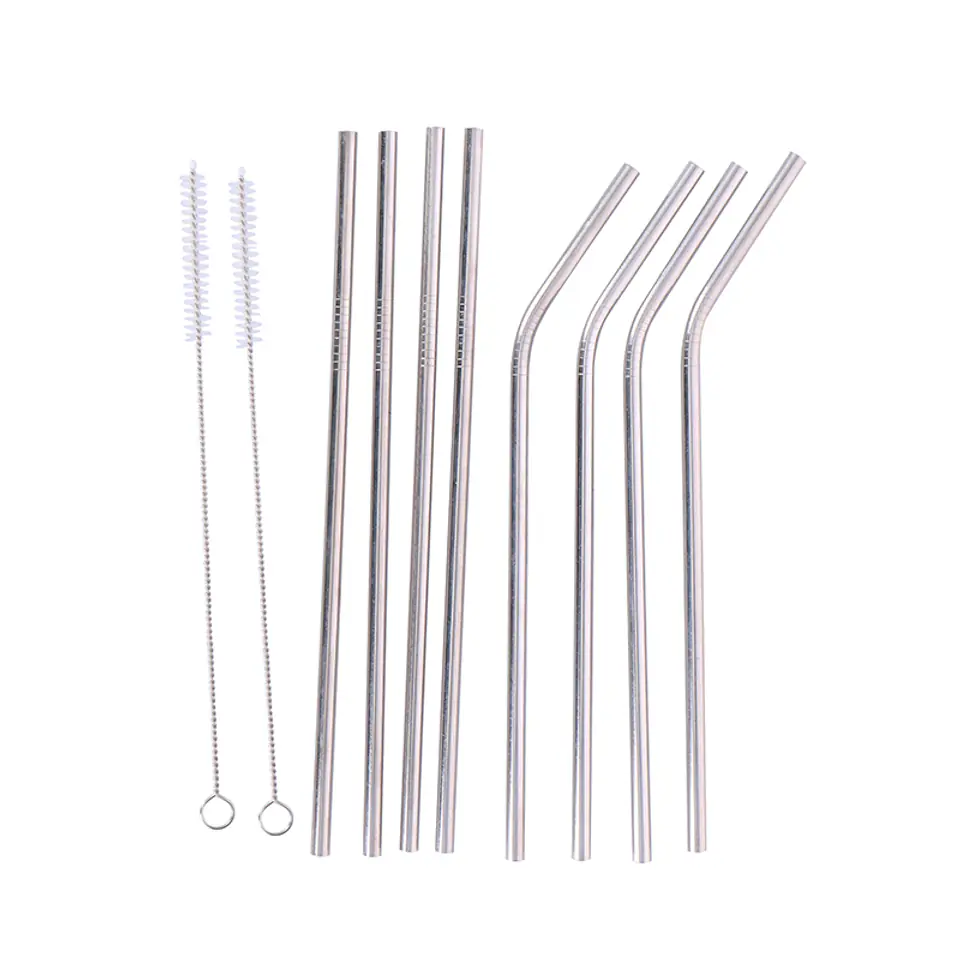 ⁨Alpina - ecological metal straws for multi-use in a set with cleaning brushes (8+2 pcs.)⁩ at Wasserman.eu