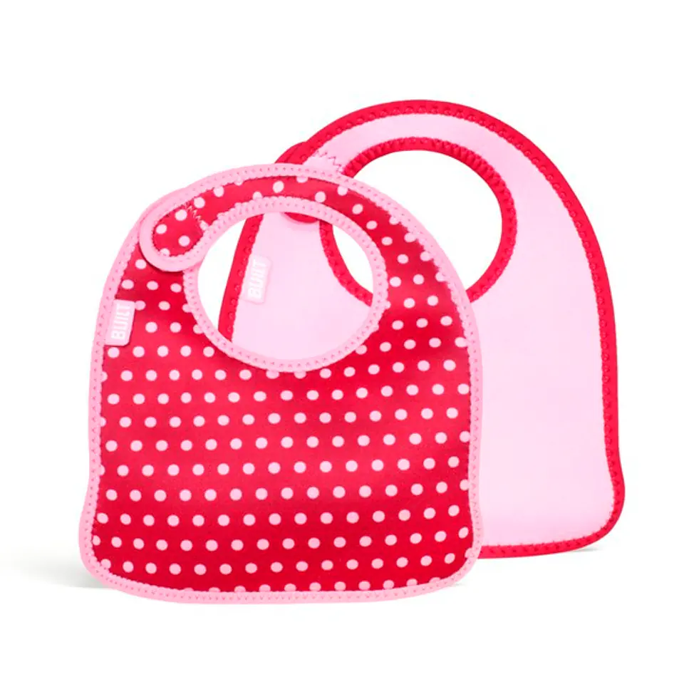 ⁨BUILT Mess Mate - 2 baby bibs (Baby Pink Mini Dots)⁩ at Wasserman.eu