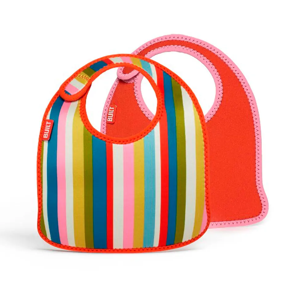 ⁨BUILT Mess Mate - 2 baby bibs (Baby Pink Stripe)⁩ at Wasserman.eu