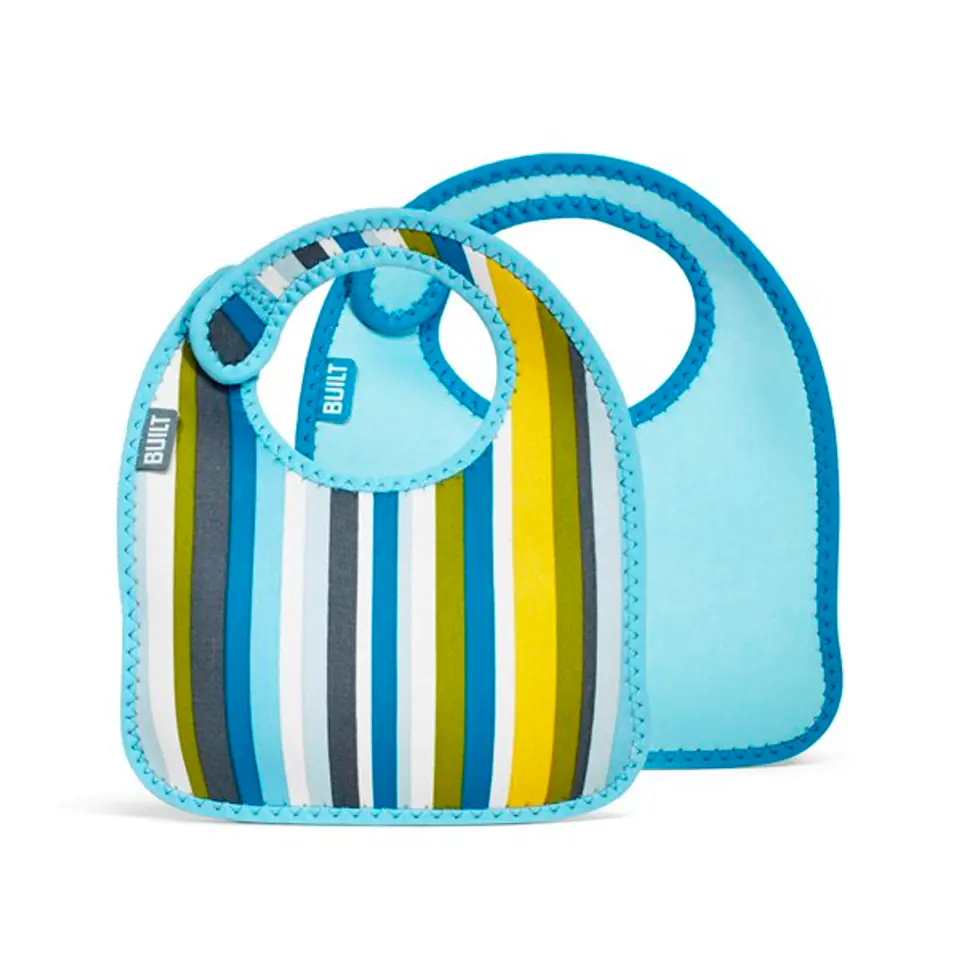 ⁨BUILT Mess Mate - 2 baby bibs (Baby Blue Stripe)⁩ at Wasserman.eu