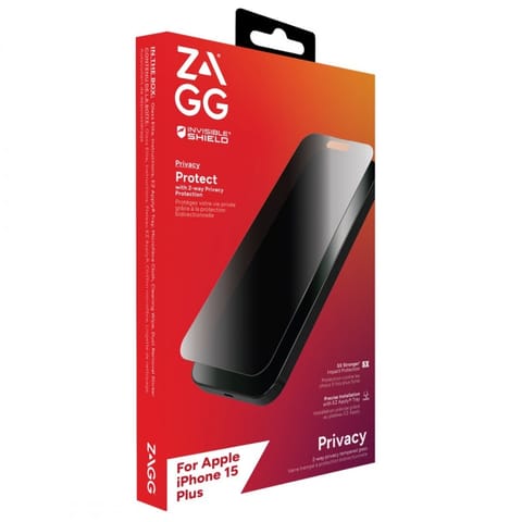 ⁨Zagg InvisibleShield Glass Elite Privacy - szkło prywatyzujące do iPhone 15 Plus⁩ w sklepie Wasserman.eu