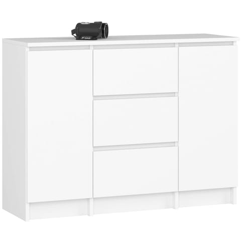 ⁨KOMODA 101 cm 2 DRZWI 3 SZUFLADY BIAŁY PK⁩ w sklepie Wasserman.eu