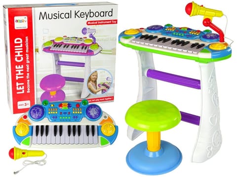 ⁨Organy Keyboard Krzesełko Mikrofon Niebieski⁩ w sklepie Wasserman.eu