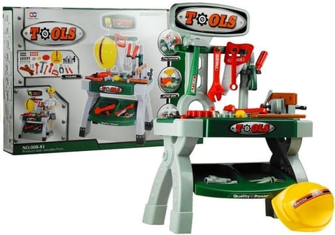 ⁨DIY tool table workshop - helmet, saw, vice 1214⁩ at Wasserman.eu