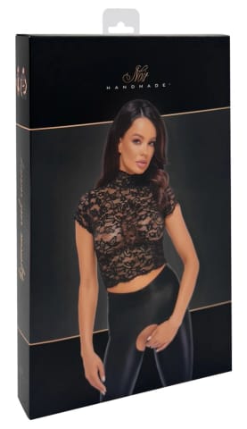 ⁨Noir - Koronkowy Top W Kwiaty Libido Czarny XL⁩ w sklepie Wasserman.eu