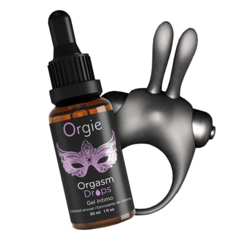 ⁨Orgie Orgasmic Bunny - pierścień wibrujący 10 trybow + żel stymulujący 15 ml⁩ w sklepie Wasserman.eu