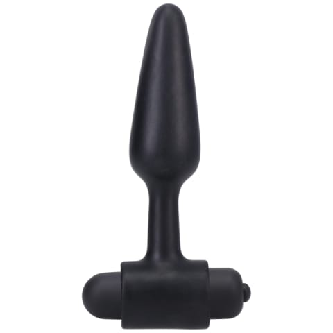 ⁨Doc Johnson Plug wibrujący 10 cm silikonowy 10-funkcyjny czarny⁩ w sklepie Wasserman.eu