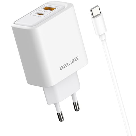 ⁨Ładowarka sieciowa Beline 45W            USB-A/USB-C + kabel USB-C/USB-C BLN2CW45C biały⁩ w sklepie Wasserman.eu