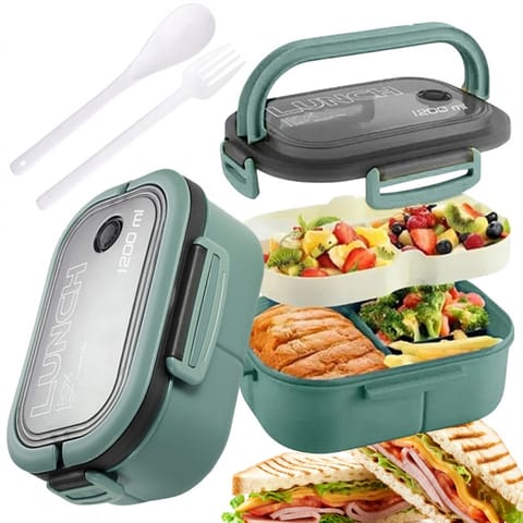 ⁨Śniadaniówka LUNCH BOX ze sztućcami 21 x 14,5 x 8cm mięta PJM44M⁩ w sklepie Wasserman.eu