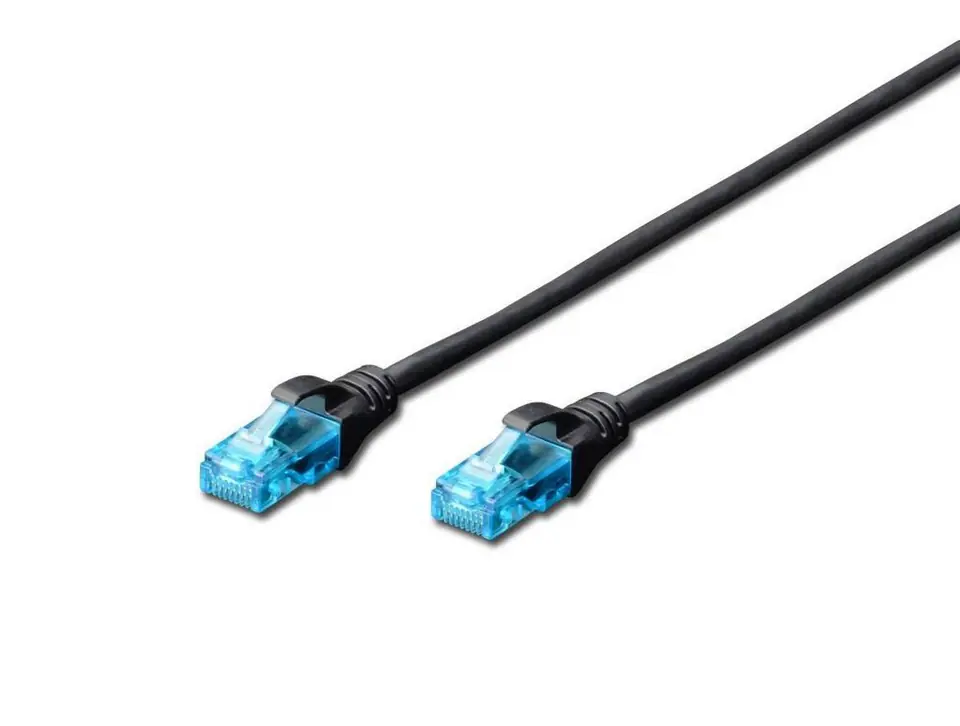 ⁨Patch cord RJ45/RJ45 U/UTP kat. 5e 3,0m AWG 26/7 PVC Black⁩ at Wasserman.eu