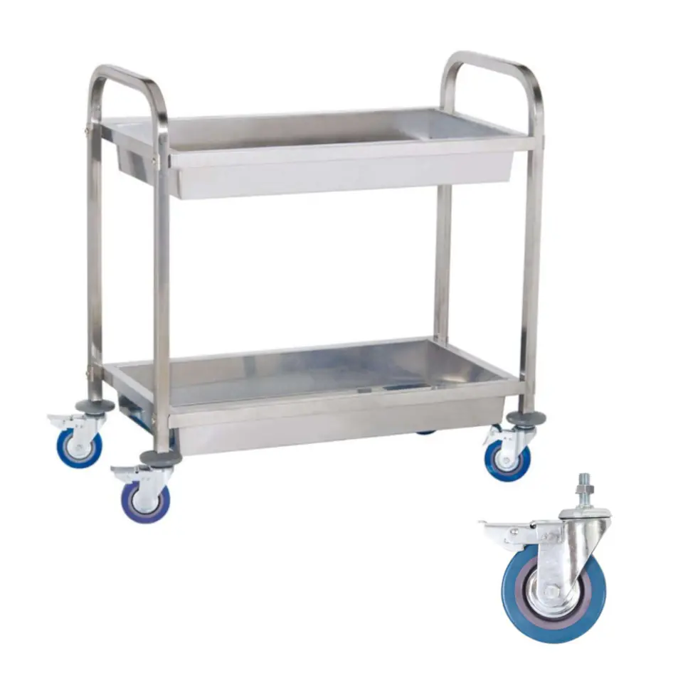 ⁨Steel waiter trolley 2 shelf with deep shelves⁩ at Wasserman.eu