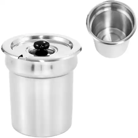 ⁨Insert pot with lid steel for bain-marie soup warmer 3.8L⁩ at Wasserman.eu