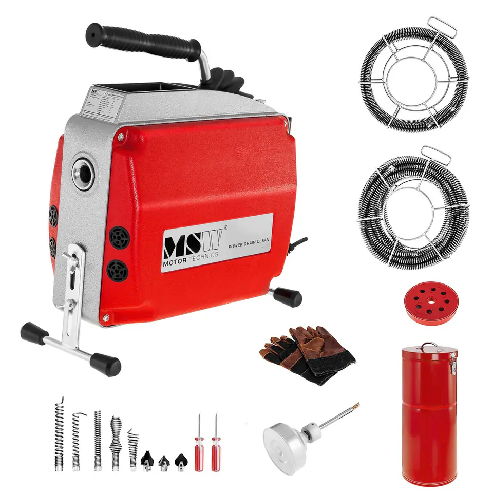 Elektryczna maszyna przepychacz udrażniacz do rur śr. 20 - 150 mm MSW POWER DRAIN CLEAN 2.3E + akcesoria w sklepie Wasserman.eu