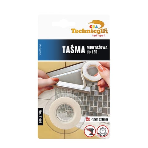 ⁨TAŚMA MONTAŻOWA DO LED 2*1,5M*9MM⁩ w sklepie Wasserman.eu