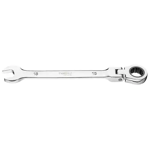 ⁨Combination spanner with joint and ratchet 15 x 220 mm⁩ at Wasserman.eu