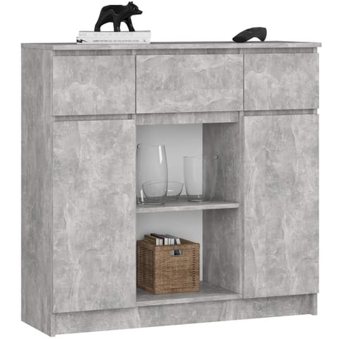 ⁨KOMODA 101 cm 2 DRZWI 3 SZUFLADY 6 PÓŁEK BETON PK⁩ w sklepie Wasserman.eu
