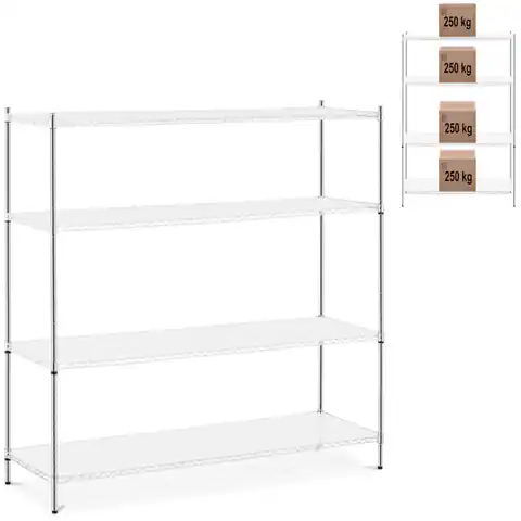 ⁨Openwork storage rack 4 shelves + 4 mats up to 1 t 1000 kg 180x60x180 cm⁩ at Wasserman.eu
