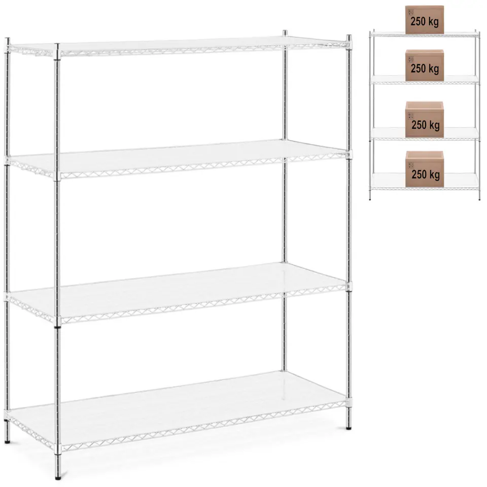 ⁨Openwork storage rack 4 shelves + 4 mats up to 1 t 1000 kg 150x60x180 cm⁩ at Wasserman.eu