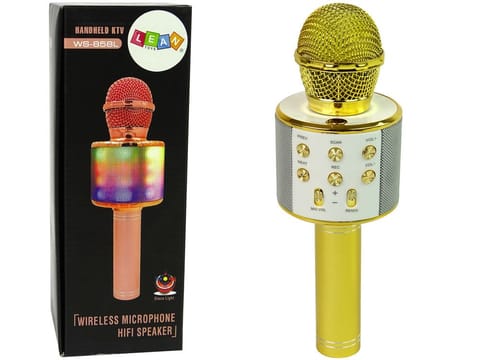 Mikrofon Bezprzewodowy USB Głośnik Nagrywanie Karaoke Model WS-858 Złoty w sklepie Wasserman.eu
