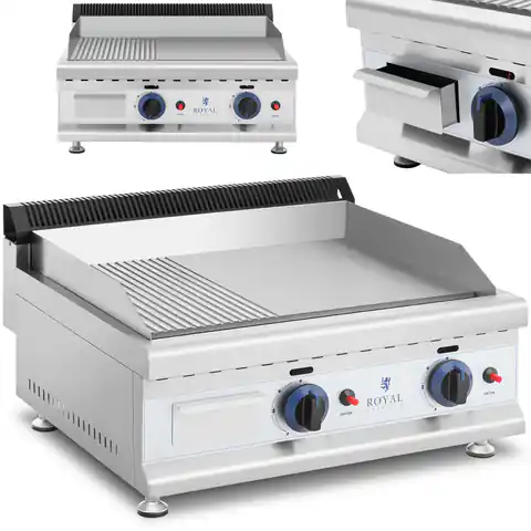 ⁨Gas grill double smooth corrugated stainless steel on natural gas 2x 3.1 kW 0.02 bar 60 x 40 cm⁩ at Wasserman.eu