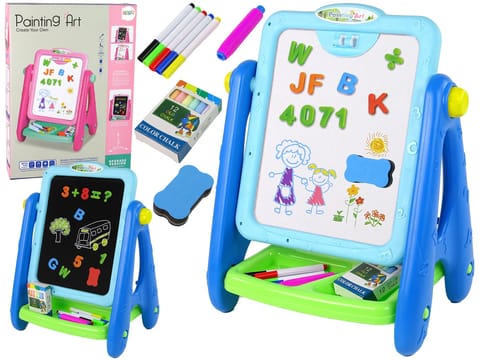 ⁨Tablica Edukacyjna 2 w 1 Niebieska Kredy Pisaki⁩ w sklepie Wasserman.eu